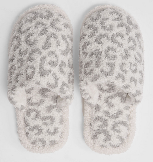 Grey Leopard Slippers