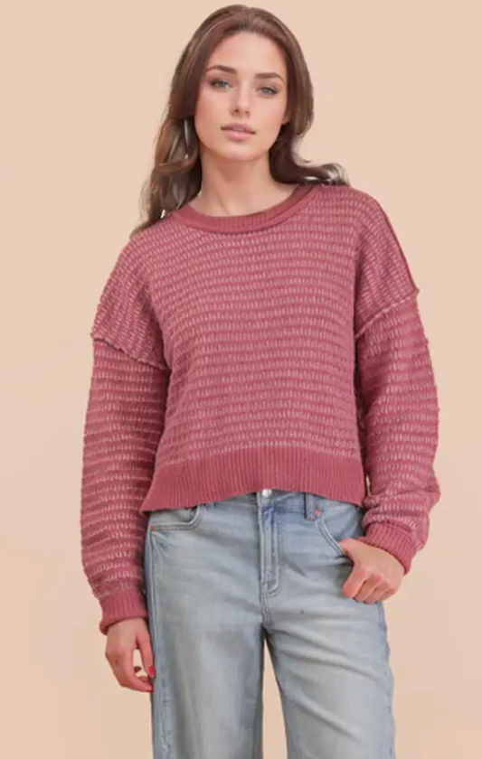 Mauve Two Tone Sweater Top
