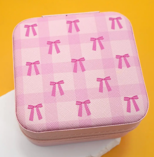 Pink Bow Jewelry Travel Case