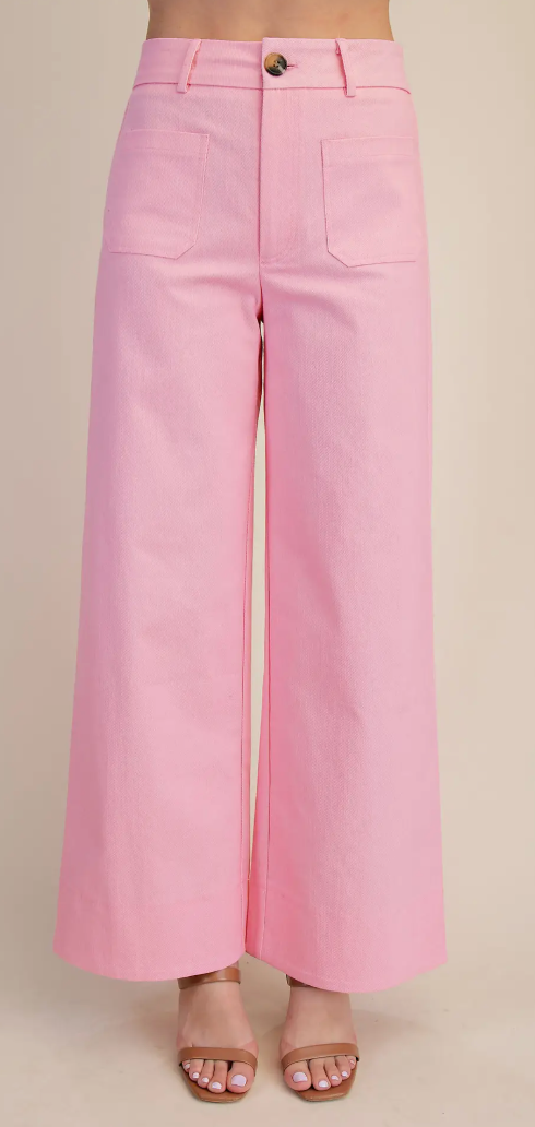 Pink High Rise Front Pocket Jeans