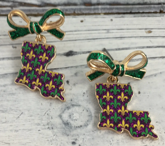 Mardi Gras State Earrings