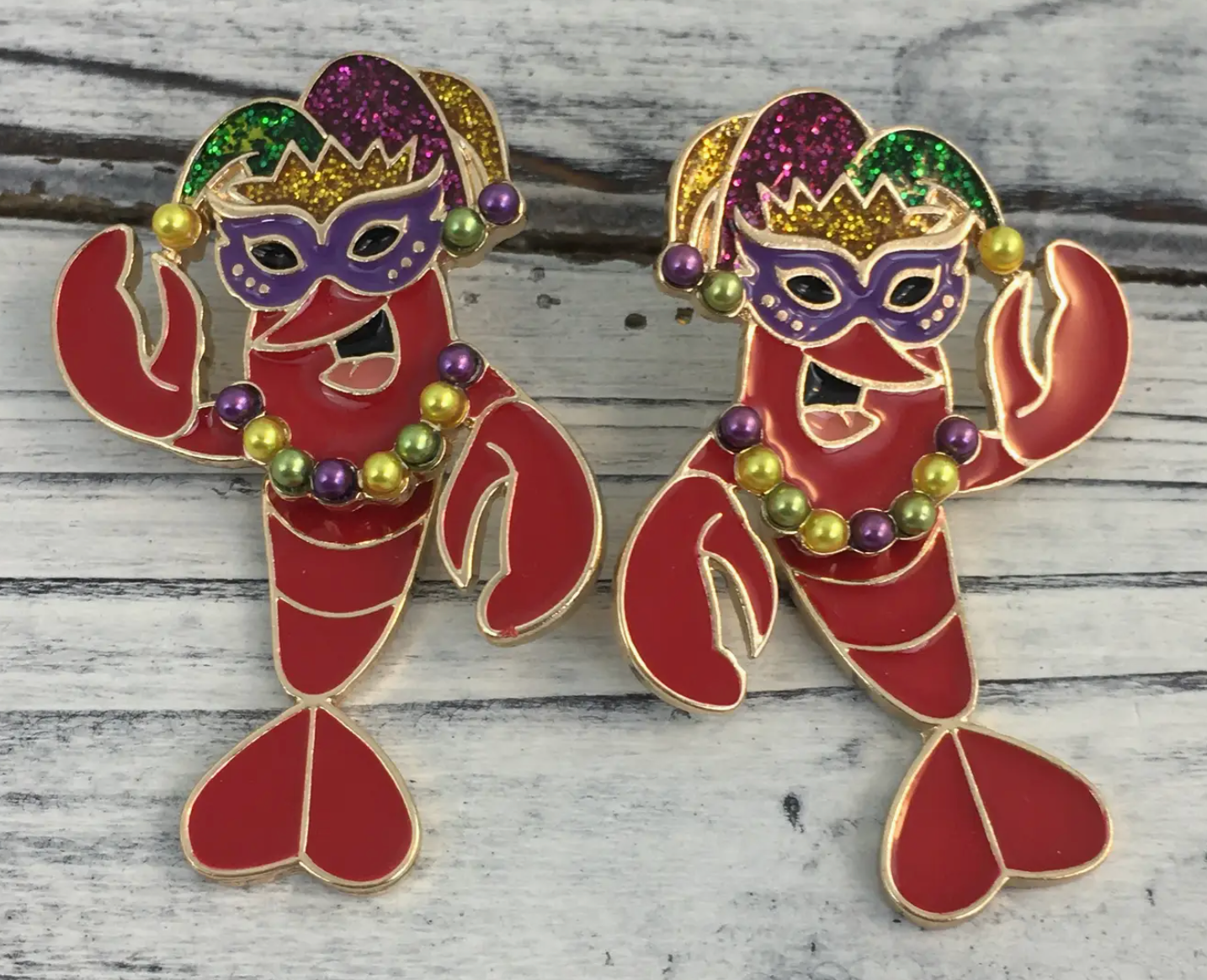 Mardi Gras Crawfish Earrings