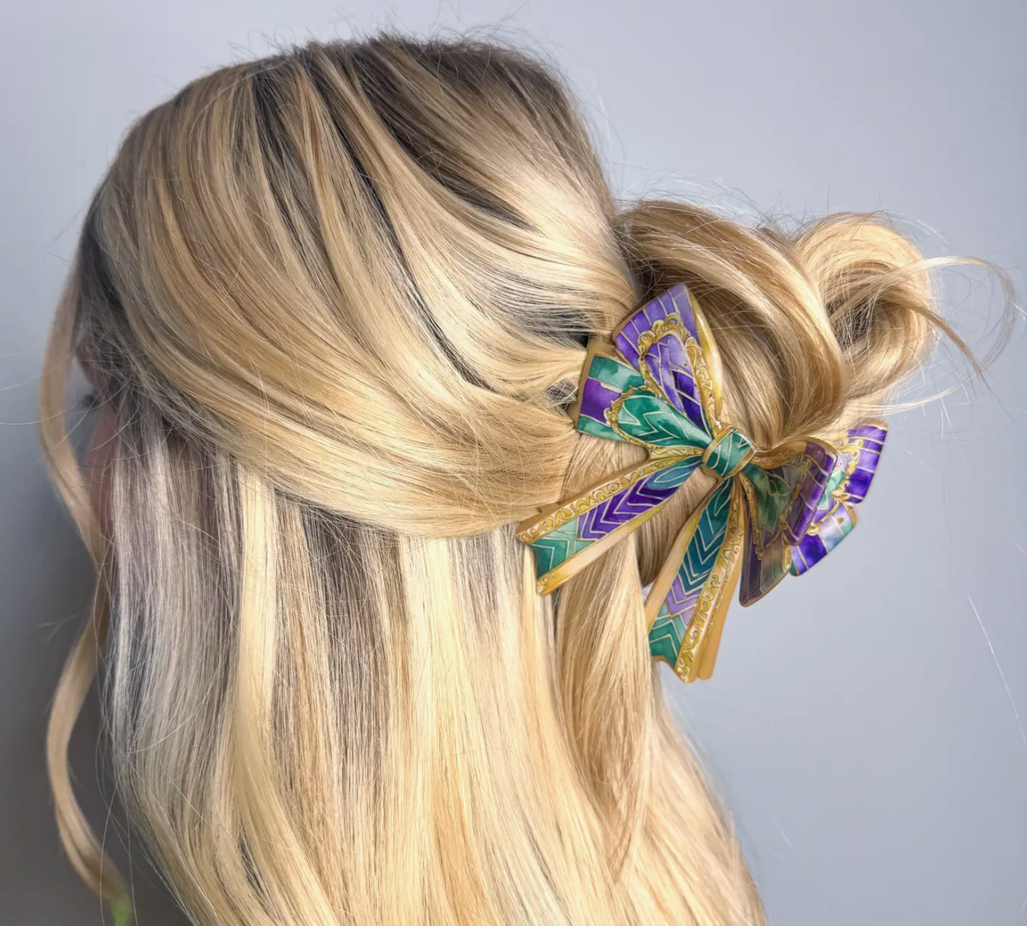 Mardi Gras Bow Hair Clip