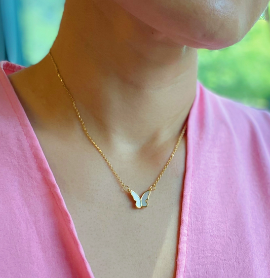 Gold Shell Butterfly Necklace