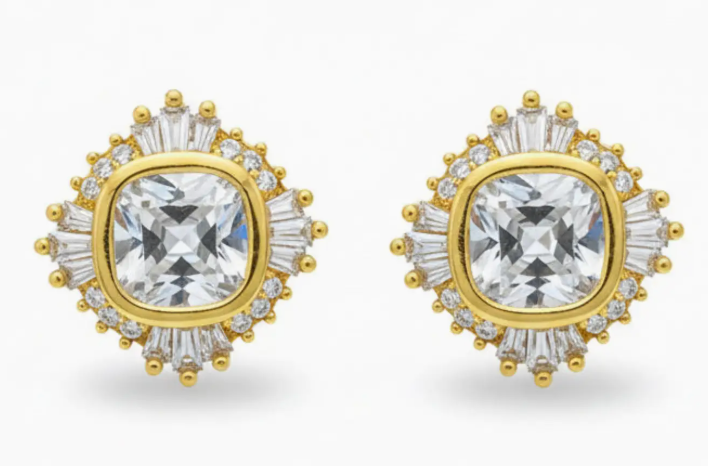 Radiant Crown Stud Earrings