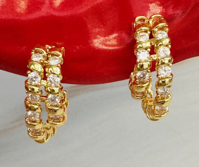 Spiral Sparkle Double Hoops