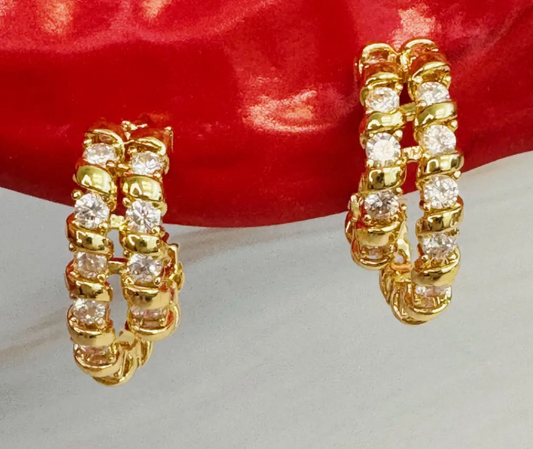 Spiral Sparkle Double Hoops