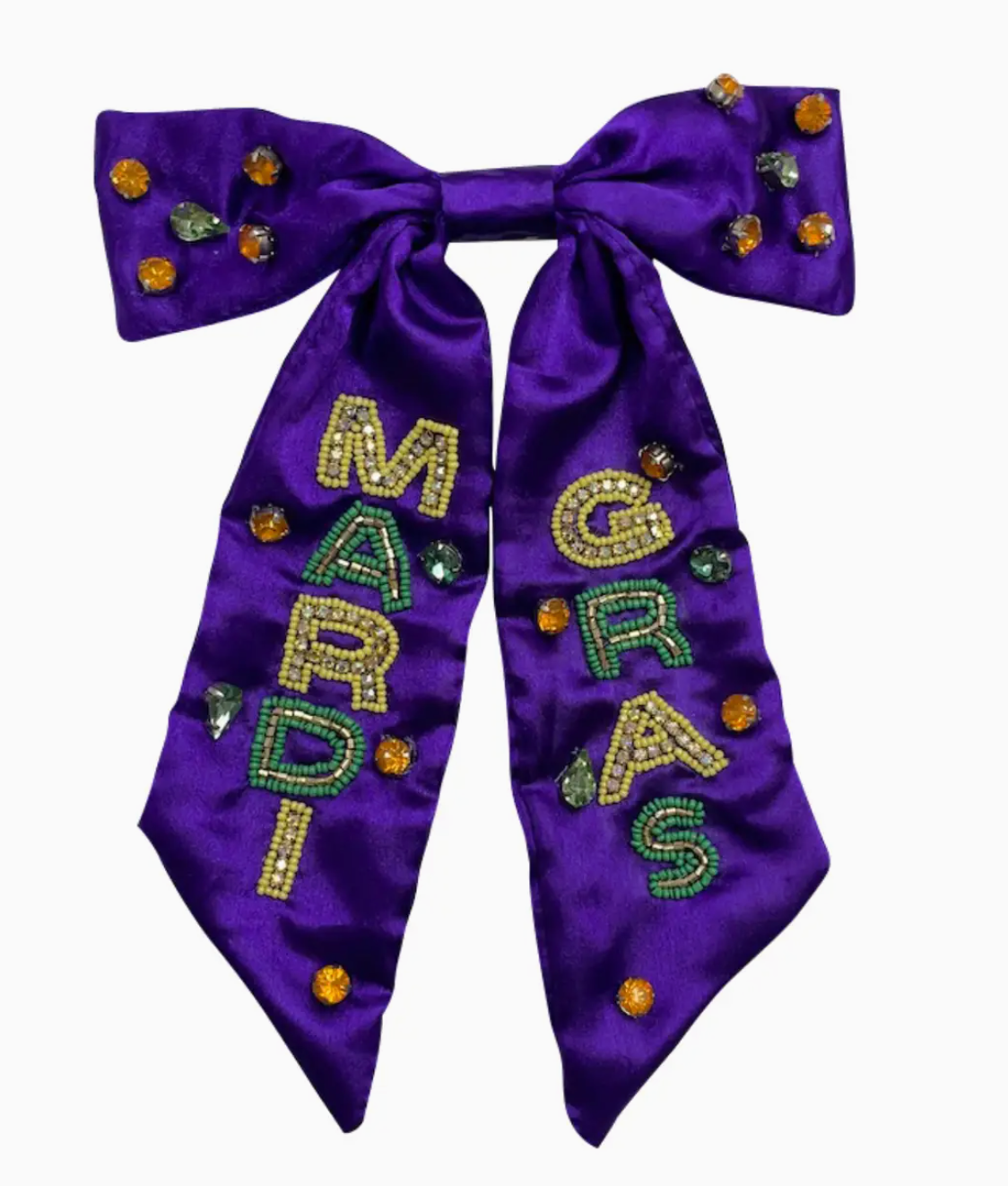 Mardi Gras Satin Hair Bow
