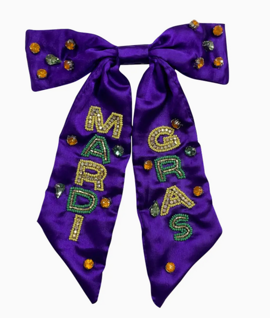 Mardi Gras Satin Hair Bow