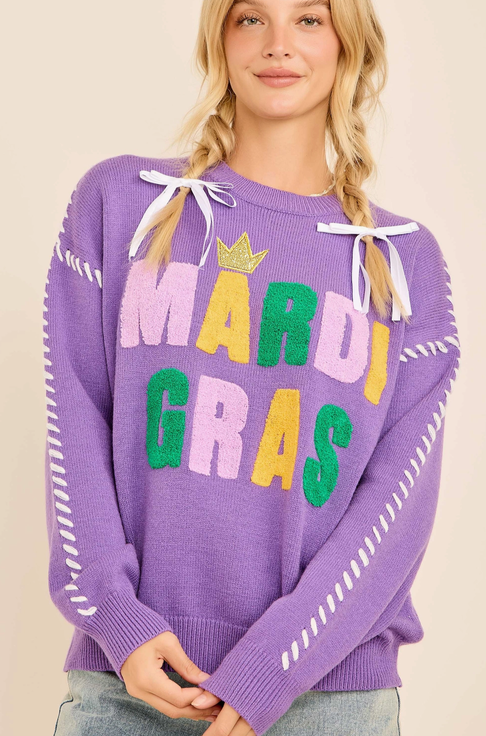 Mardi Gras Lettering Sweater