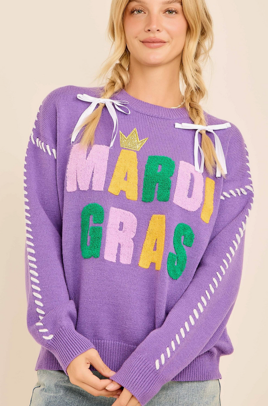 Mardi Gras Lettering Sweater