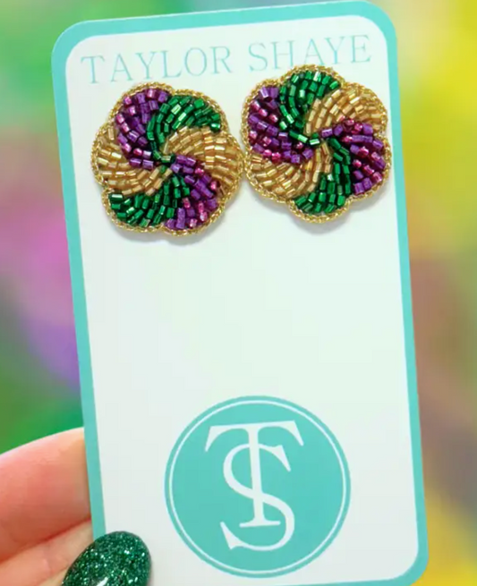 Mardi Gras King Cake Studs