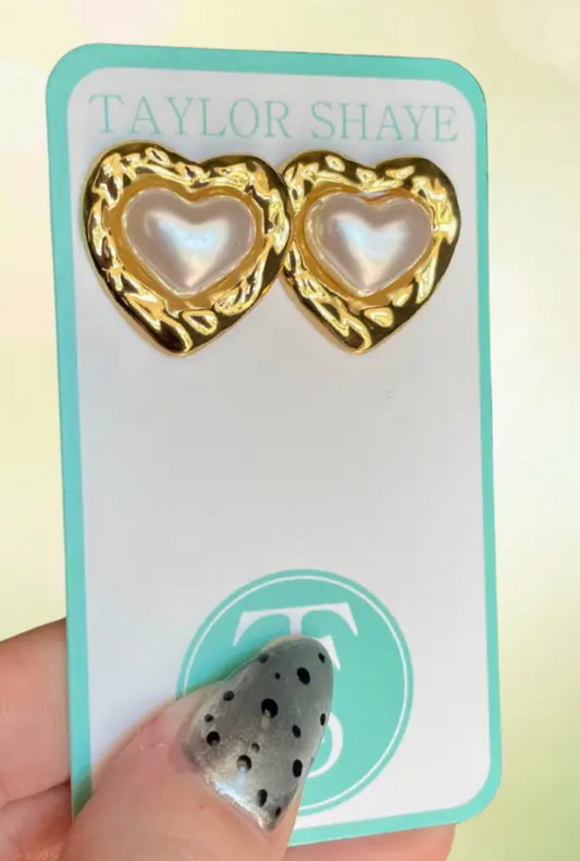Pearl Heart Studs