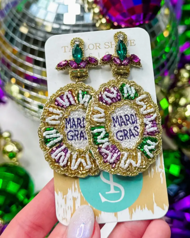 Beaded King Cake Earrings