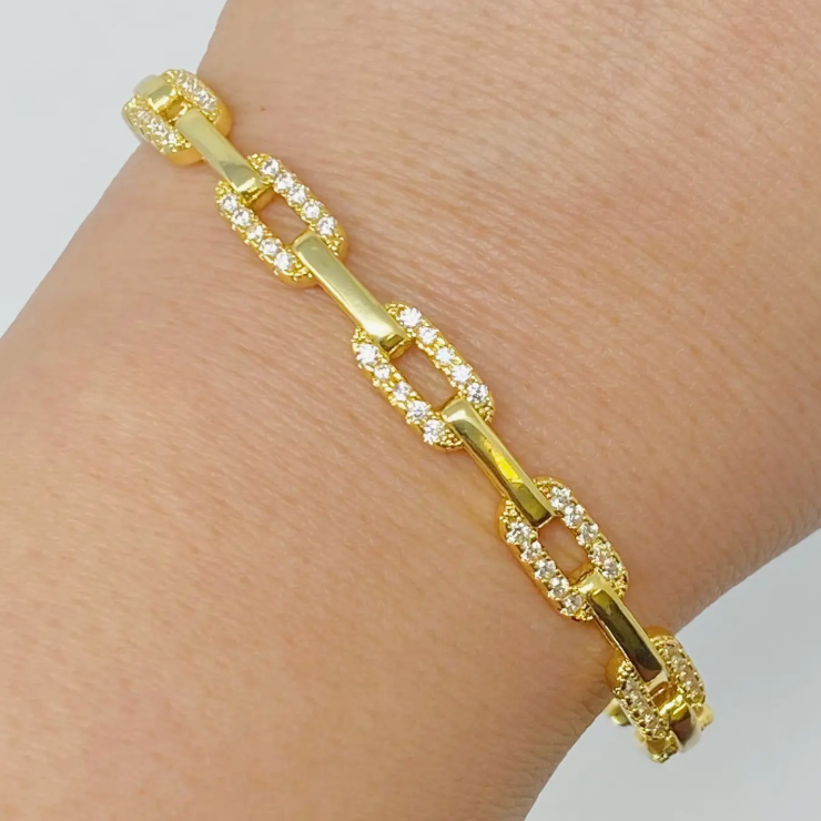 Linked Open Bangle Bracelet