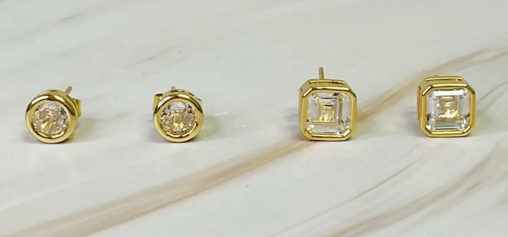 Bella Bezel Stud Earrings Set of 2