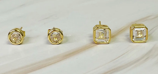 Bella Bezel Stud Earrings Set of 2