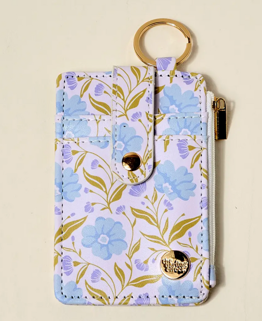 Keychain Wallet–Poppin' Petals Aqua