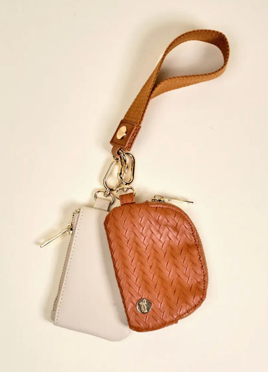 Dynamic Duo Pouch Luxe Wristlet–Brown