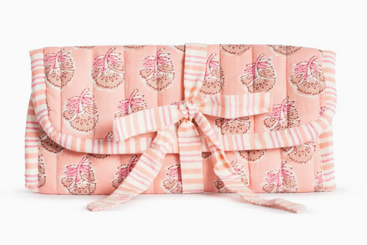 Layla Quilted Jewelry Roll Pink