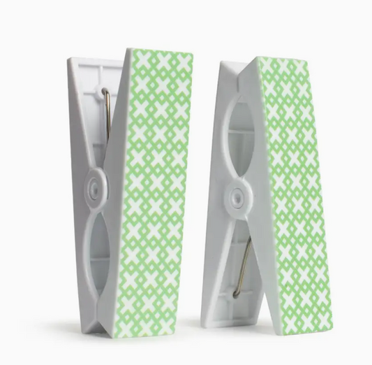 Savannah Beach Towel Clips Green/White Set of 2
