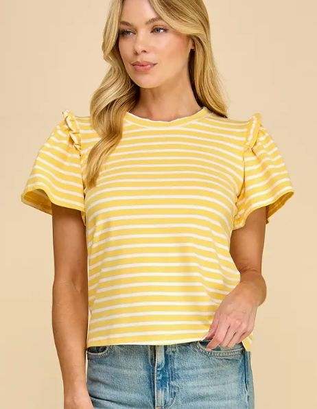 Yellow & Ivory Striped Top