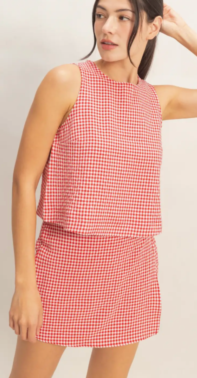 Red Gingham Skort Set