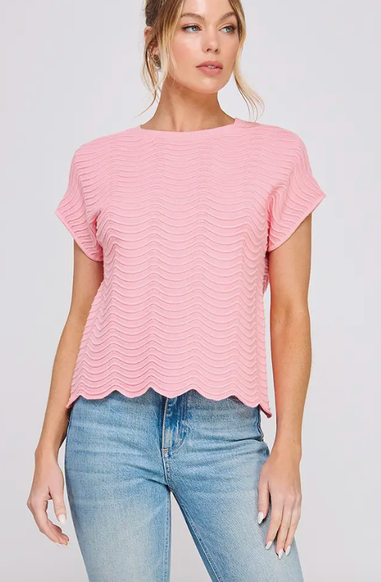 Pink Scalloped Top