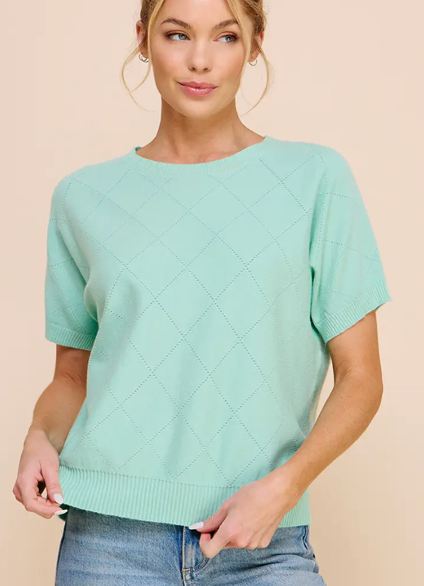 Mint Diamond Detail Top