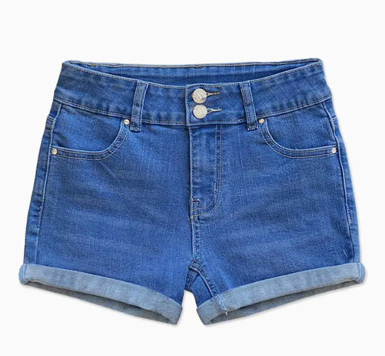 Tween Double Button Denim Shorts