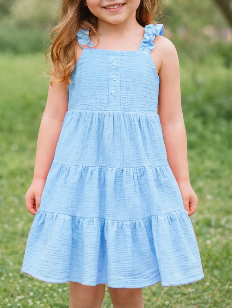 Tween Light Blue Gauze Dress