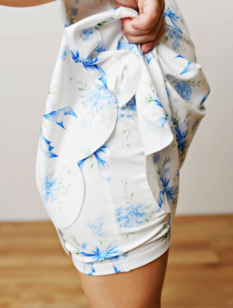 Tween White & Blue Bow Athletic Dress