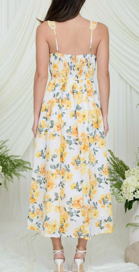 Floral Eyelet Midi Dress