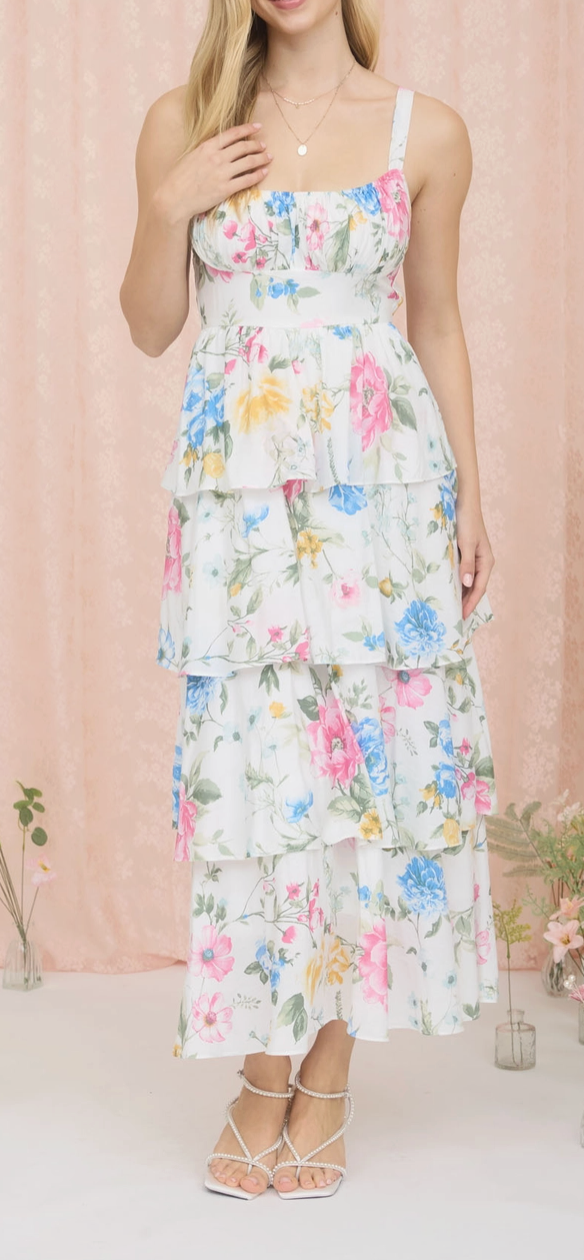 Floral Ruffle Tiered Midi Dress