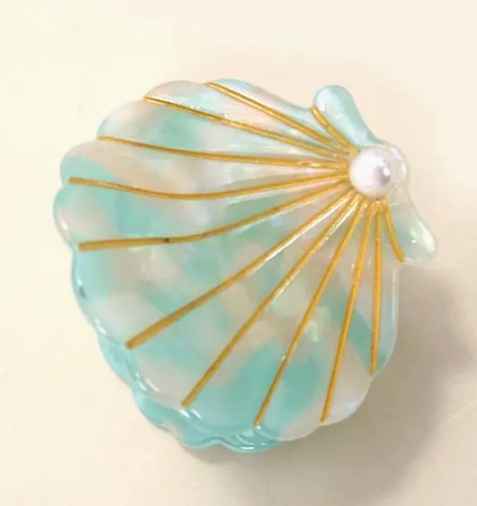 Mint Sea Shell Hair Clip