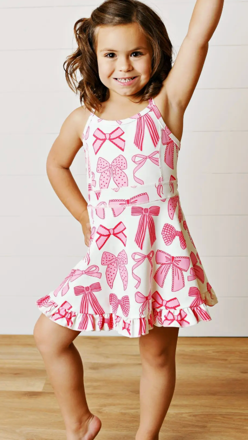 Tween Pink Bow Athletic Dress