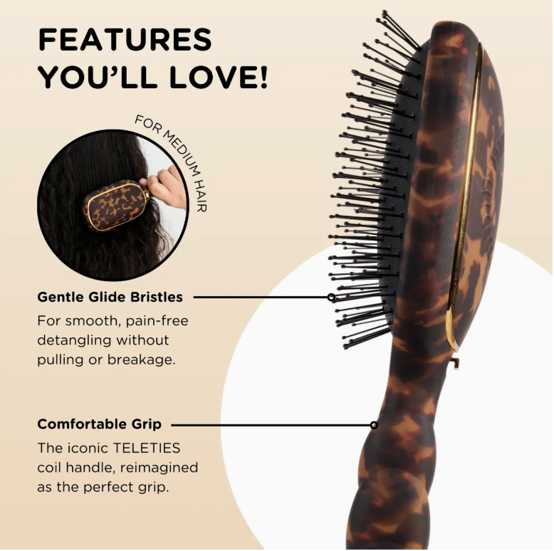 Teletie Tortoise Hair Brush for Medium Hair