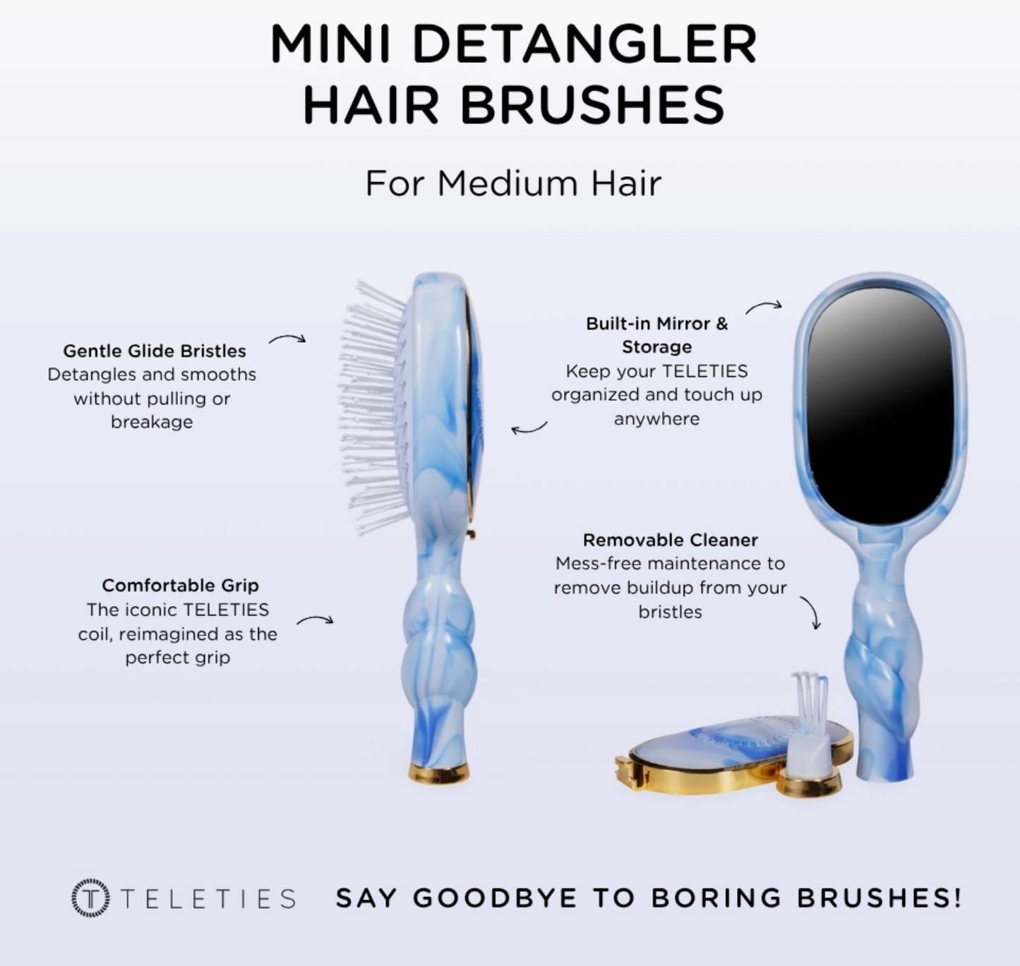 Teletie Mini Detangler Brush Blue