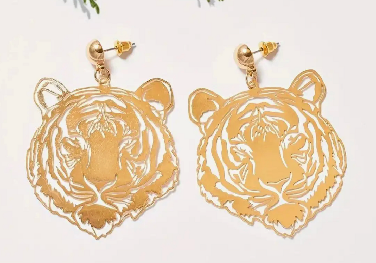 Gold Tiger Earrings