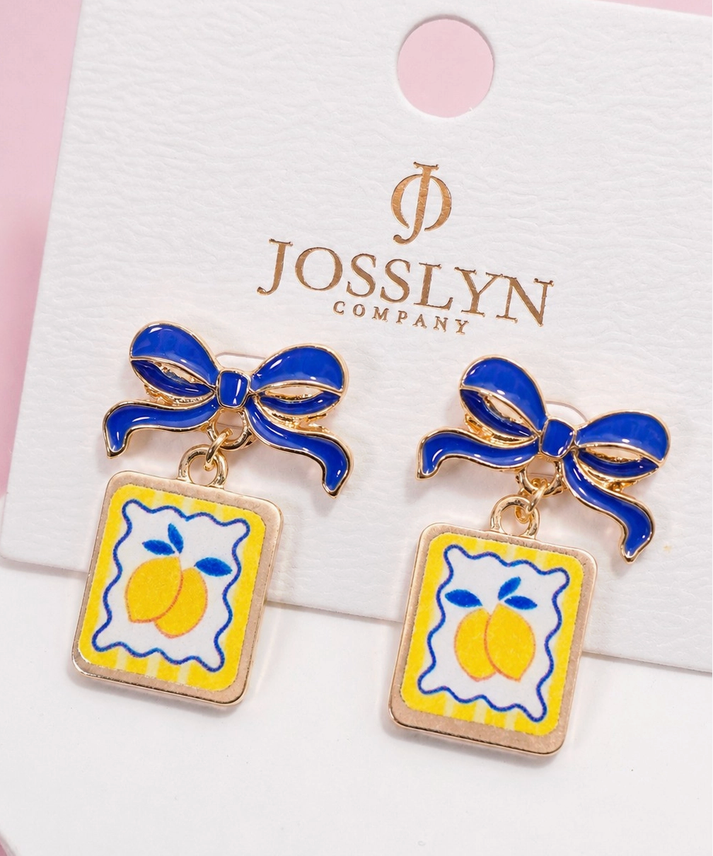 Lemon Bow Drop Earrings