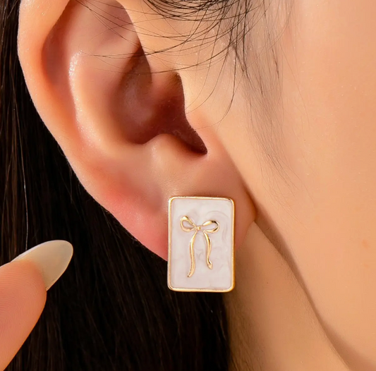 Vintage Enamel Bow Earrings