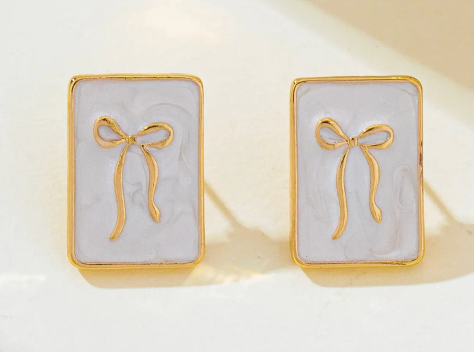 Vintage Enamel Bow Earrings