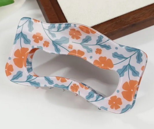 Orange Floral Hair Clip