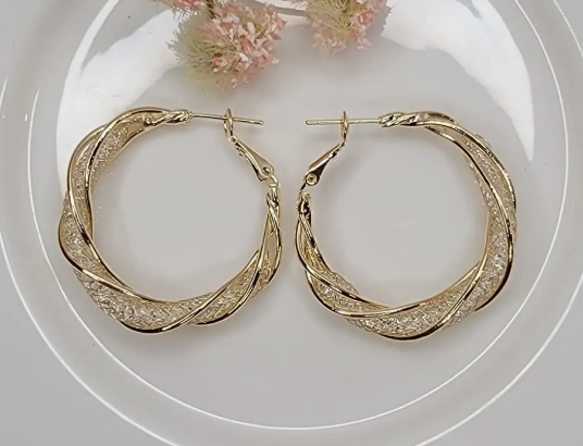 Crystal Gold Hoop Earrings