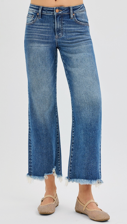 Aimee Mid Rise Crop Straight Jeans